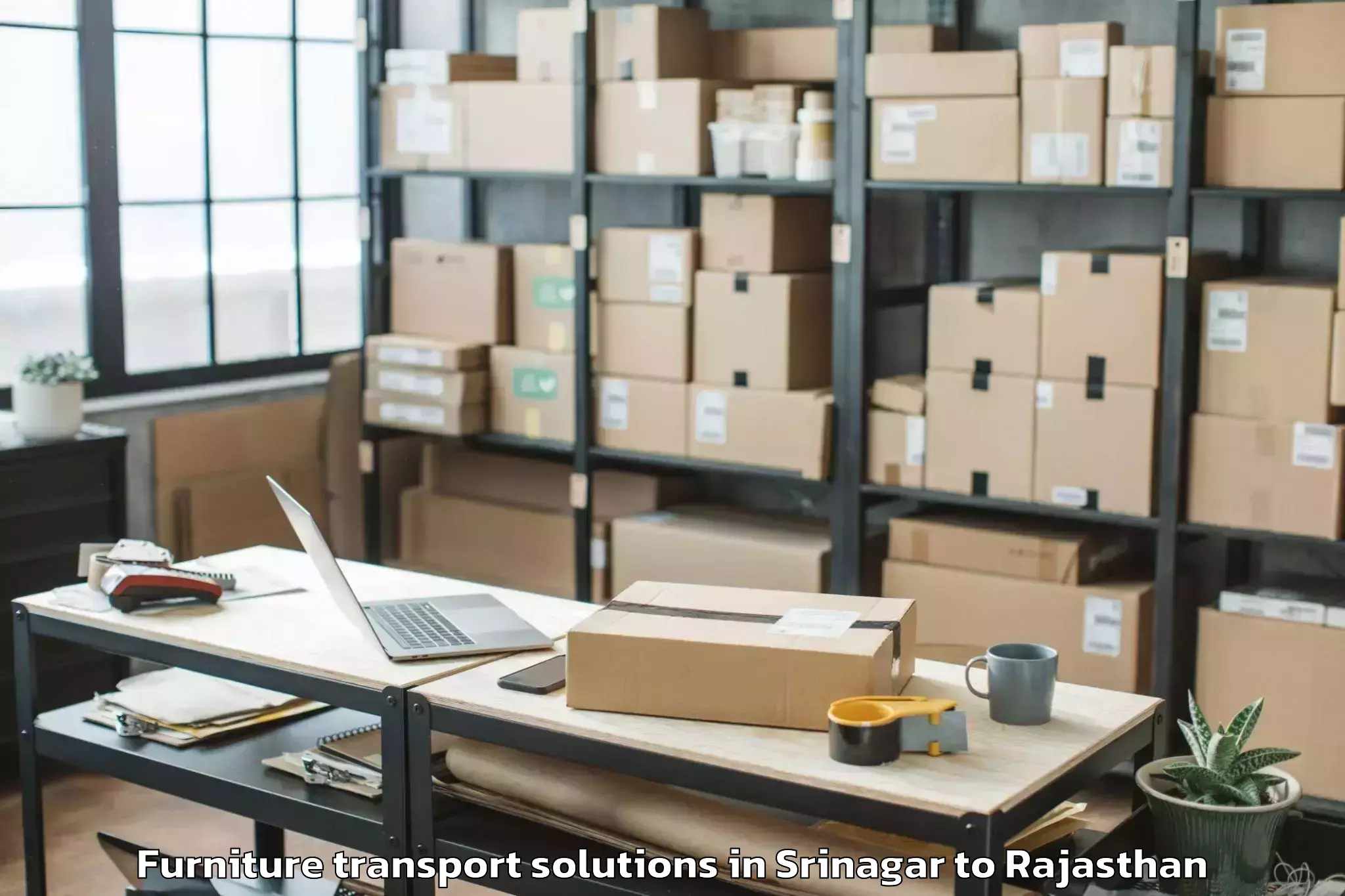 Quality Srinagar to Railmagra Furniture Transport Solutions